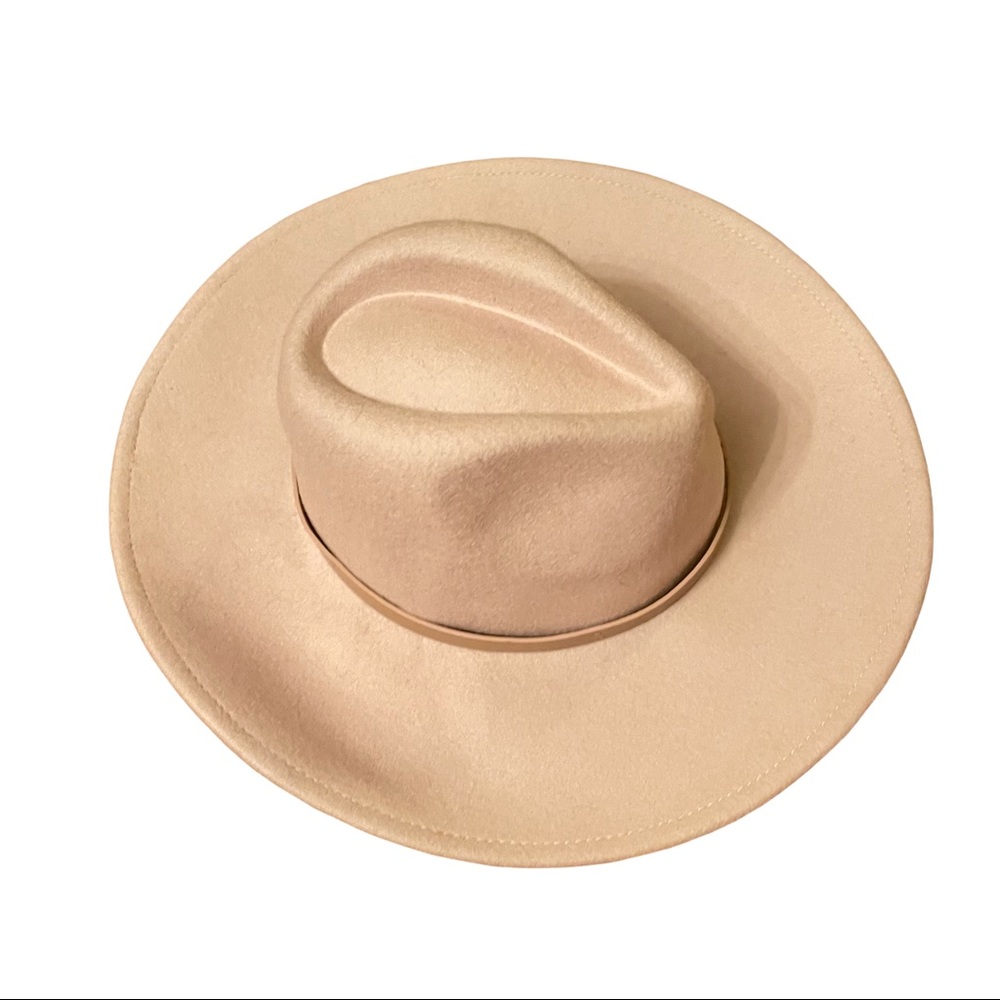 Felt Oversized Hat With leather and gold accents One Size - Picture 2 of 4